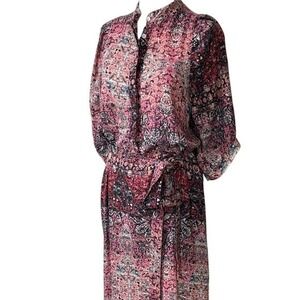 Heidi Merrick S Cotton Belted Day Dress Pink Tapestry Boho Luxe Coastal